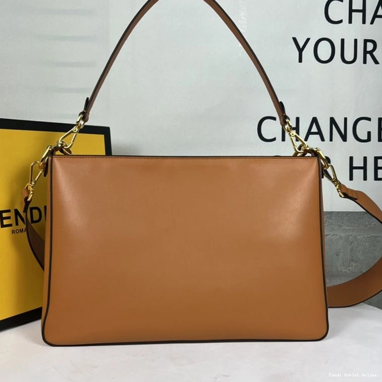 Cheap Fendi Shoulder Leather In Zip Brown Calf Bag O'Lock 0709